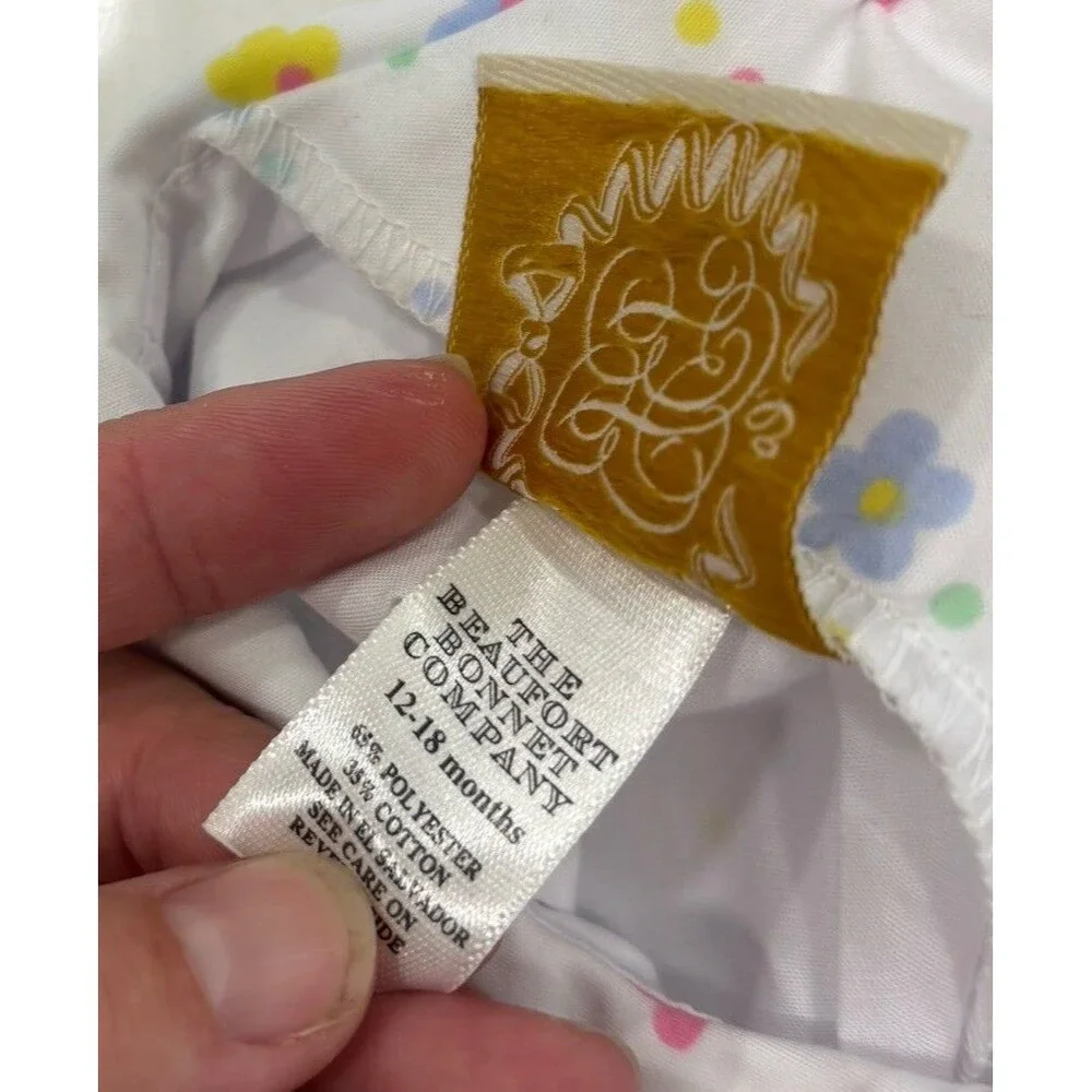 The Beaufort Bonnet Company Girls Dress 12-18 Months Floral White TBBC Collar - Picture 6 of 6